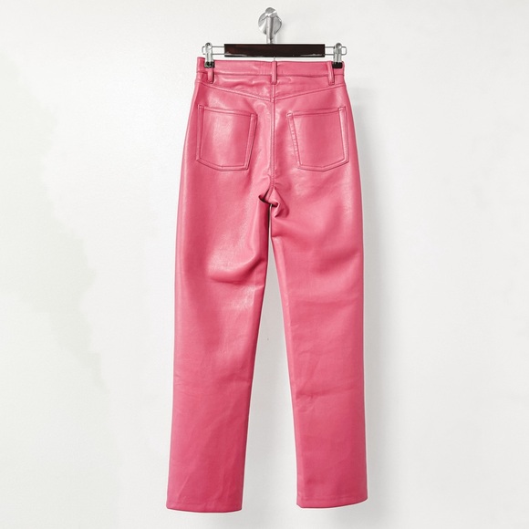 Aritzia Wilfred Melina Faux Vegan Leather High Rise Summer Fall Chic Pants Pink - Picture 4 of 14